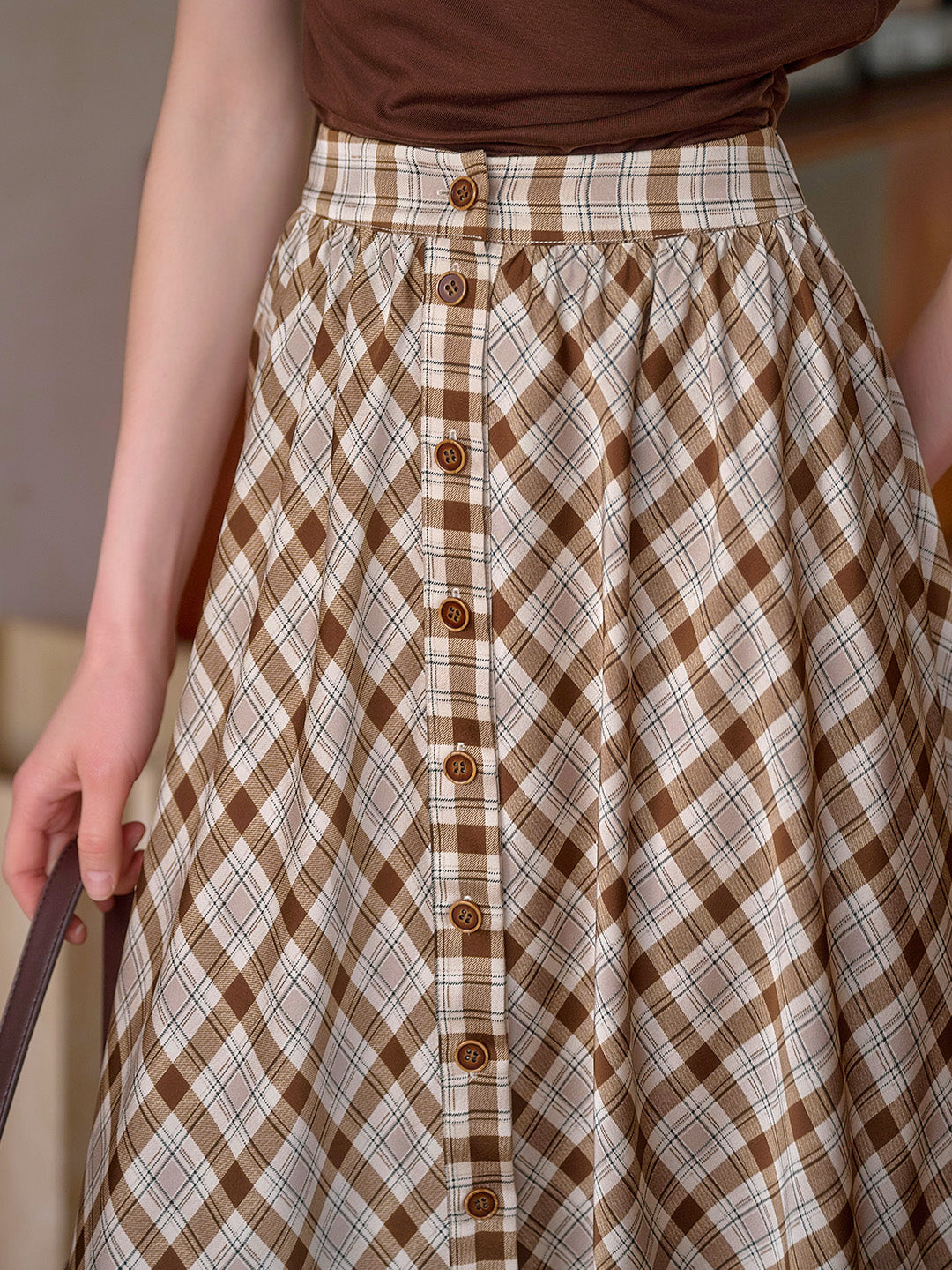 【Final Sale】Gemma Plaid Button Skirt