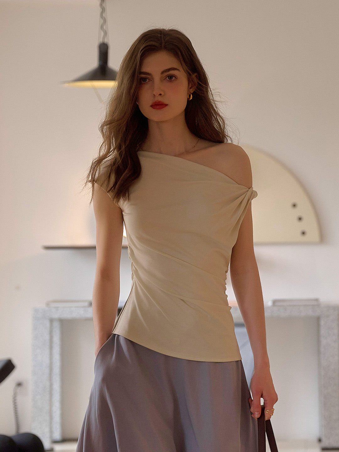 Andrea Off-shoulder Waist Lyocell Top