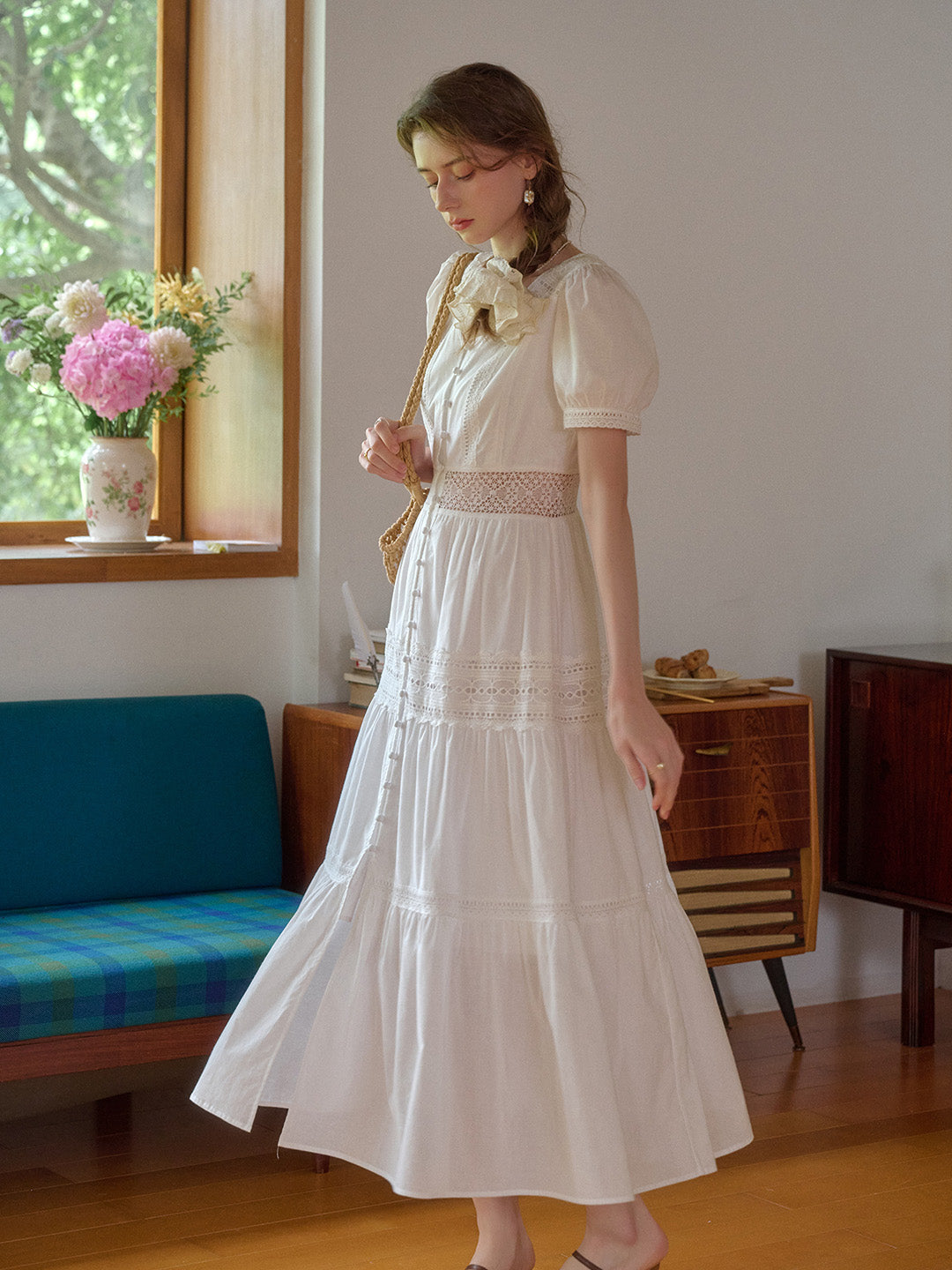 【Final Sale】Ember V-Neck Hollow 100% Cotton Dress