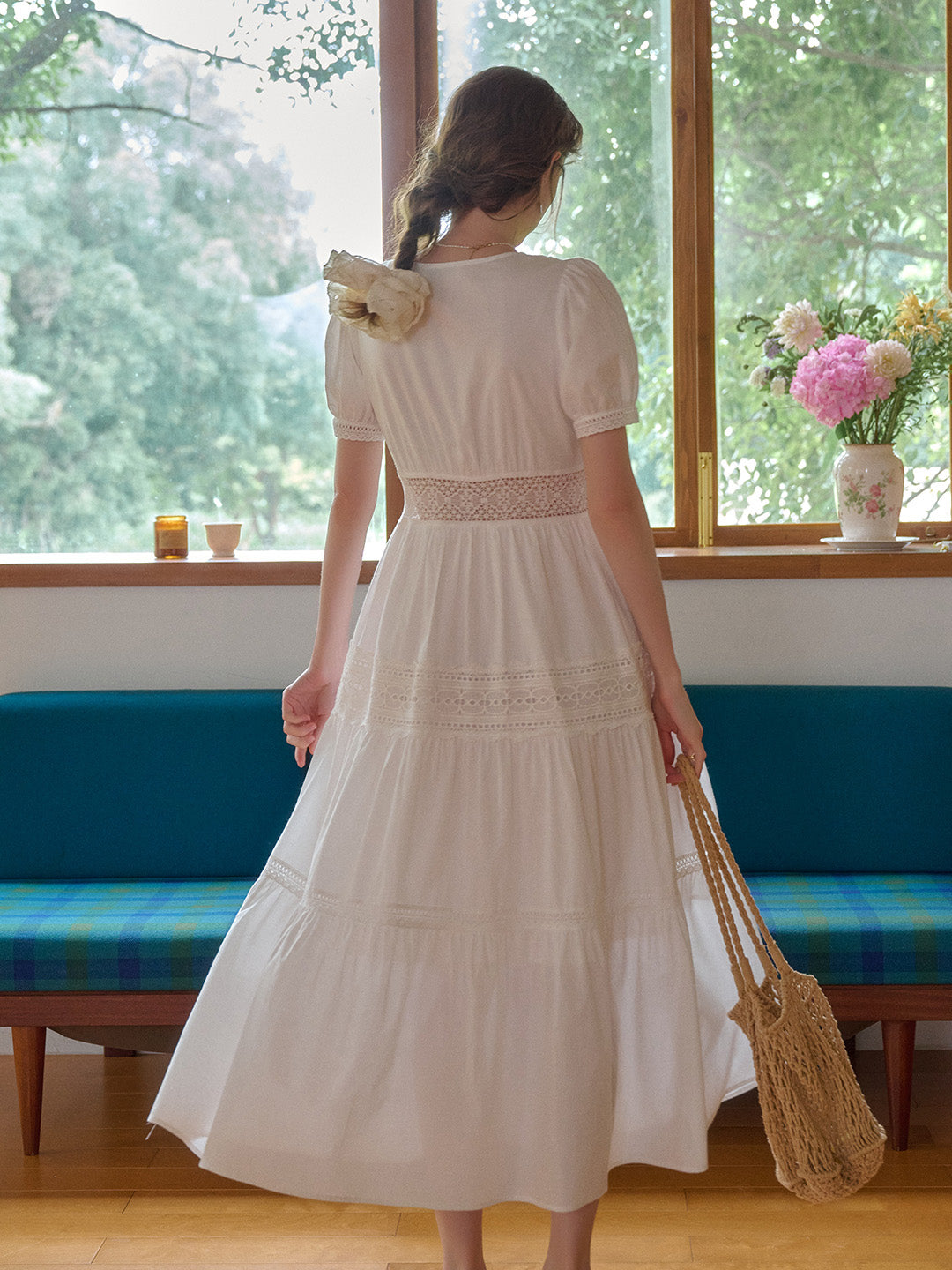 【Final Sale】Ember V-Neck Hollow 100% Cotton Dress