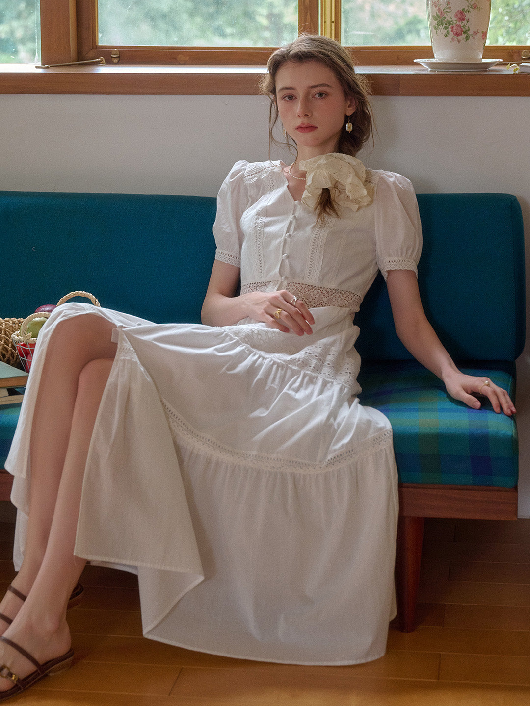 【Final Sale】Ember V-Neck Hollow 100% Cotton Dress