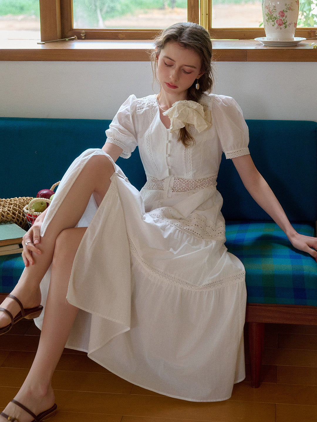 【Final Sale】Ember V-Neck Hollow 100% Cotton Dress