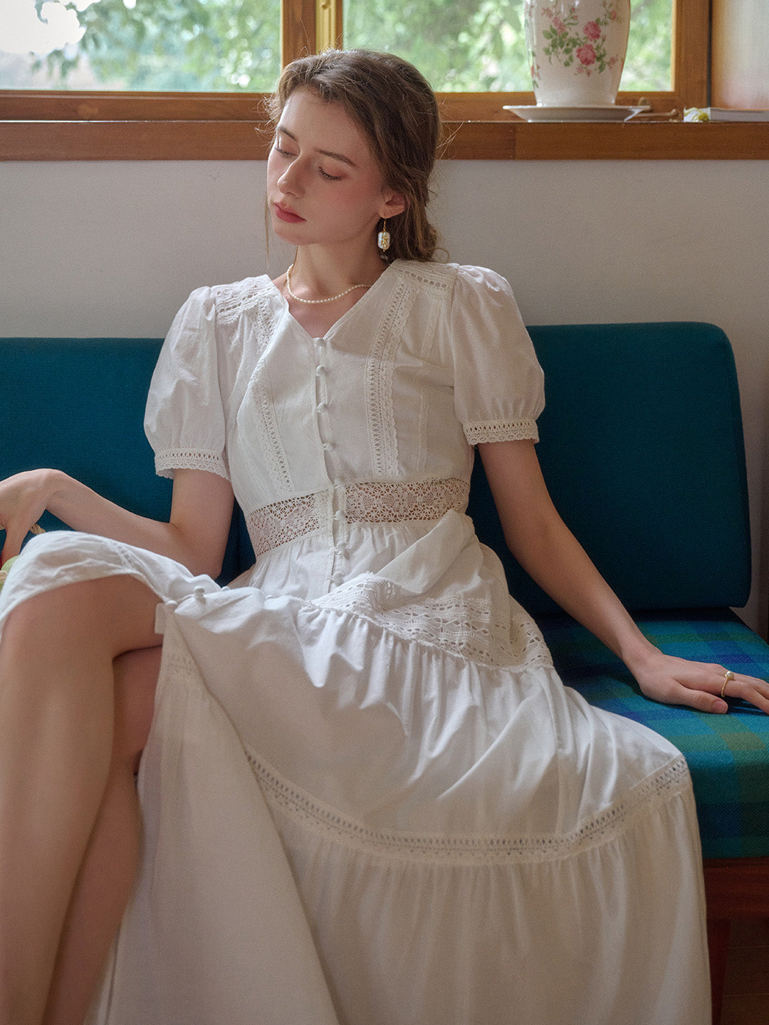 【Final Sale】Ember V-Neck Hollow 100% Cotton Dress