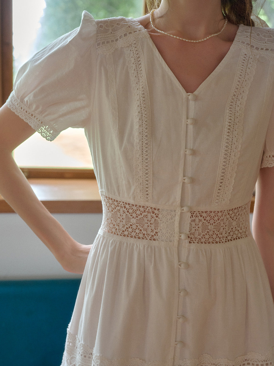【Final Sale】Ember V-Neck Hollow 100% Cotton Dress