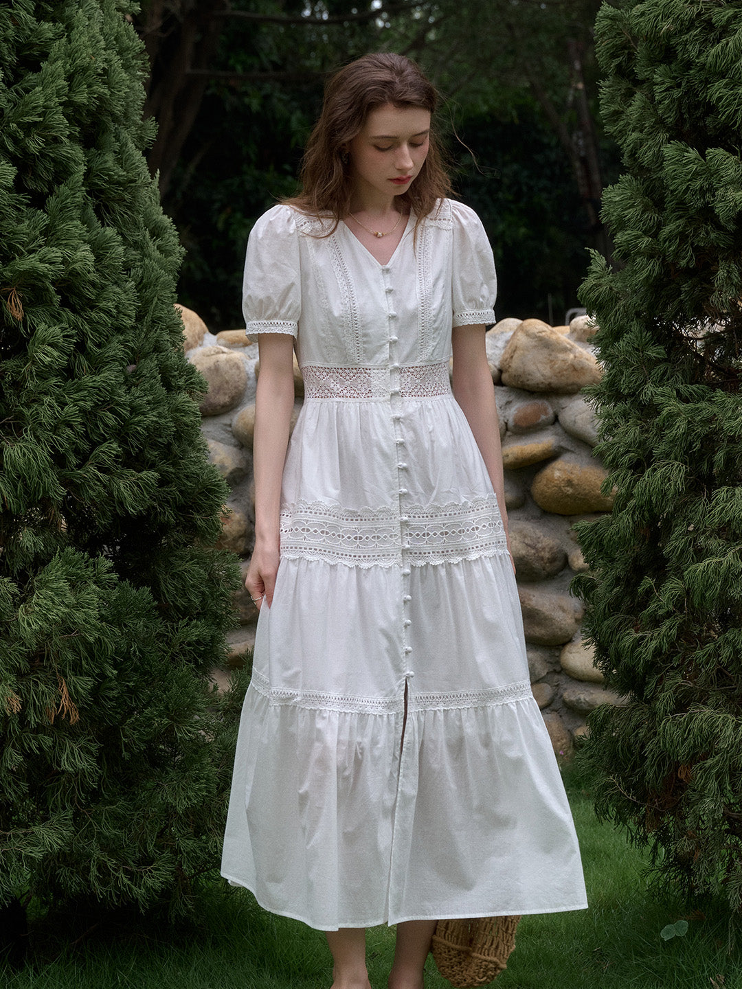 【Final Sale】Ember V-Neck Hollow 100% Cotton Dress