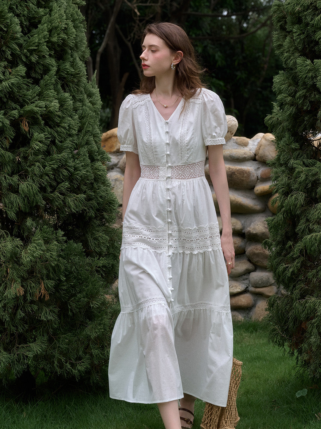 【Final Sale】Ember V-Neck Hollow 100% Cotton Dress