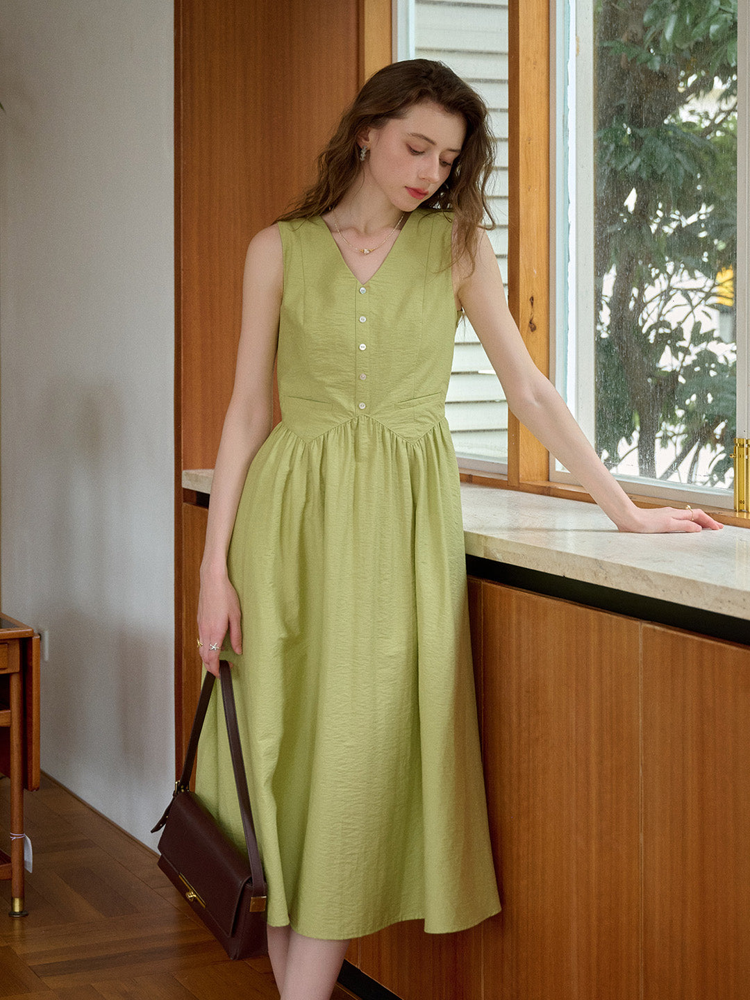 Jasmine V-Neck Sleeveless Cotton Dress