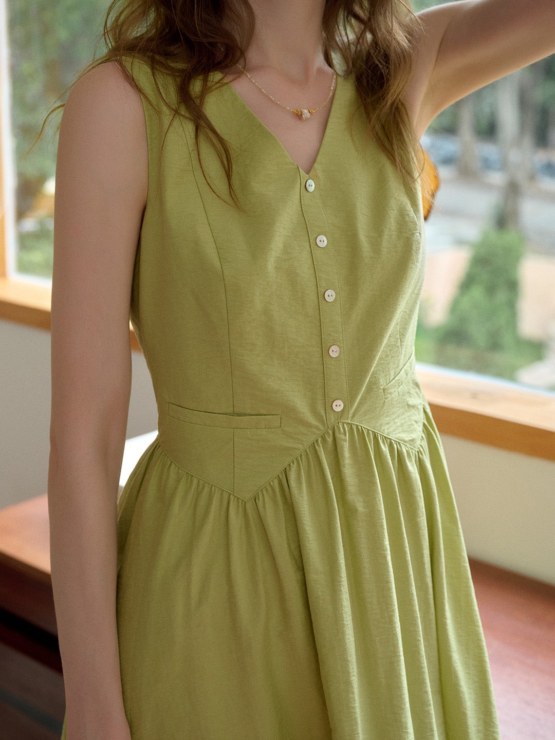 Jasmine V-Neck Sleeveless Cotton Dress