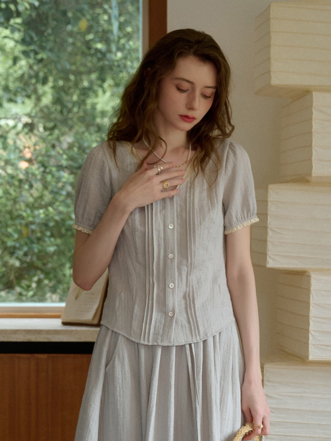 Arianna V-Neck Lyocell Linen Blouse