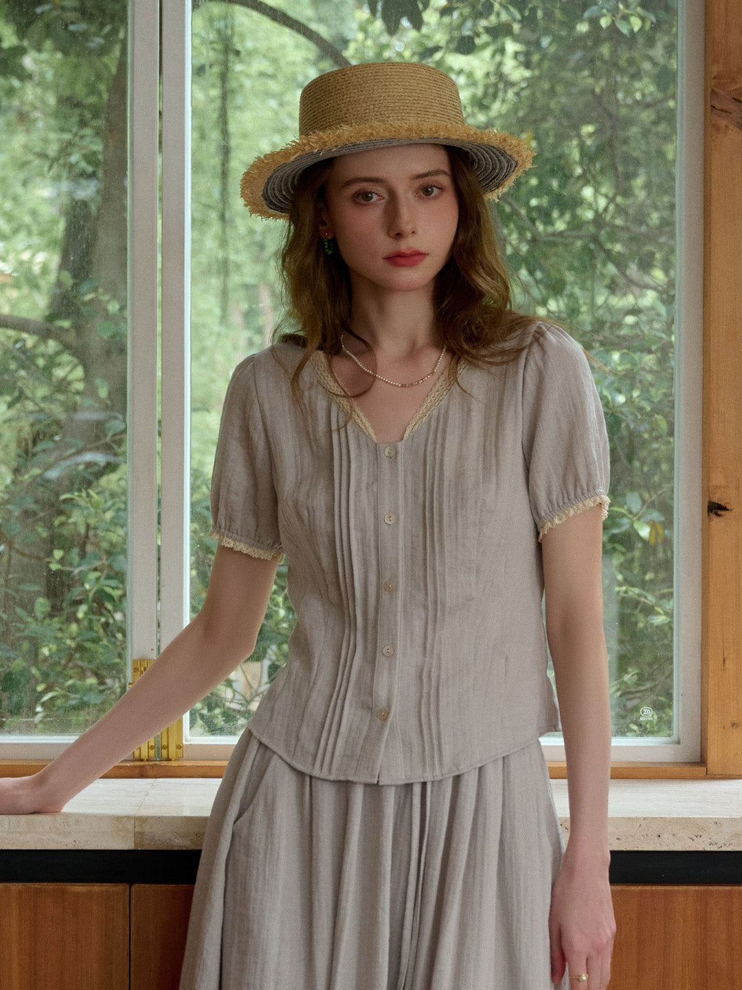 Arianna V-Neck Lyocell Linen Blouse