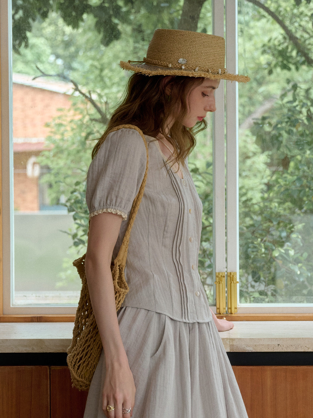 Arianna V-Neck Lyocell Linen Blouse
