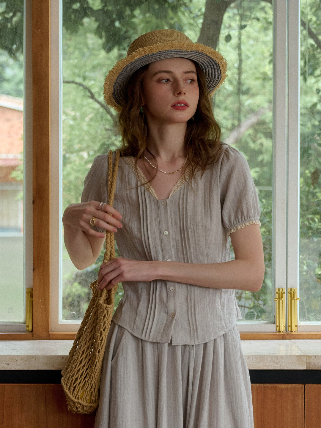 Arianna V-Neck Lyocell Linen Blouse