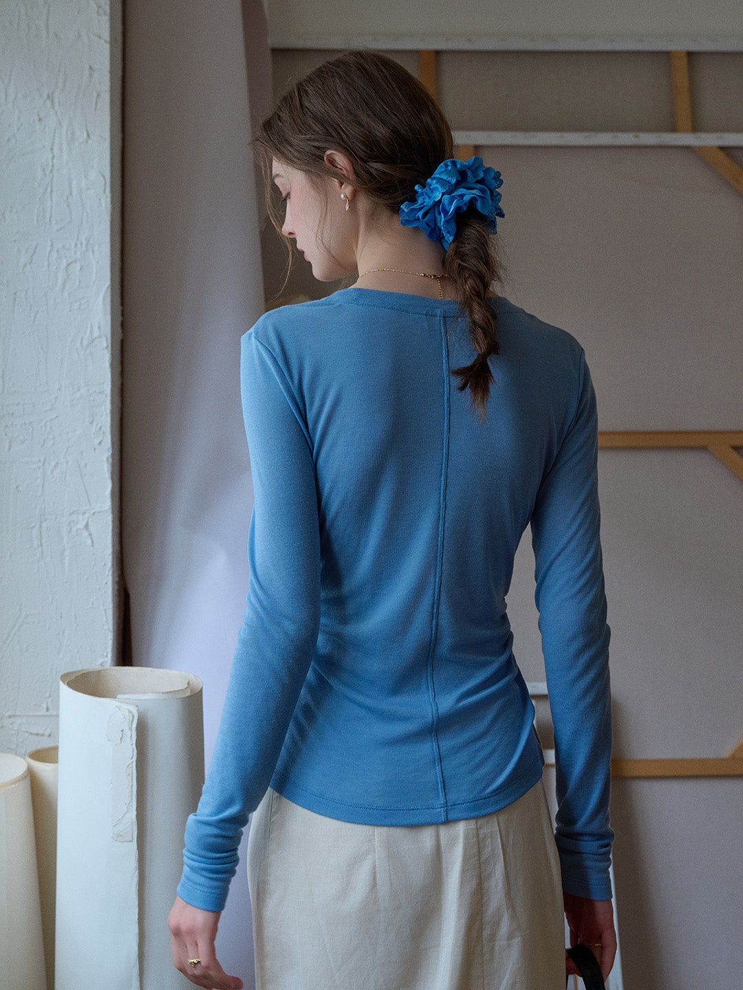 Teagan Round Neck Lyocell Wool Top