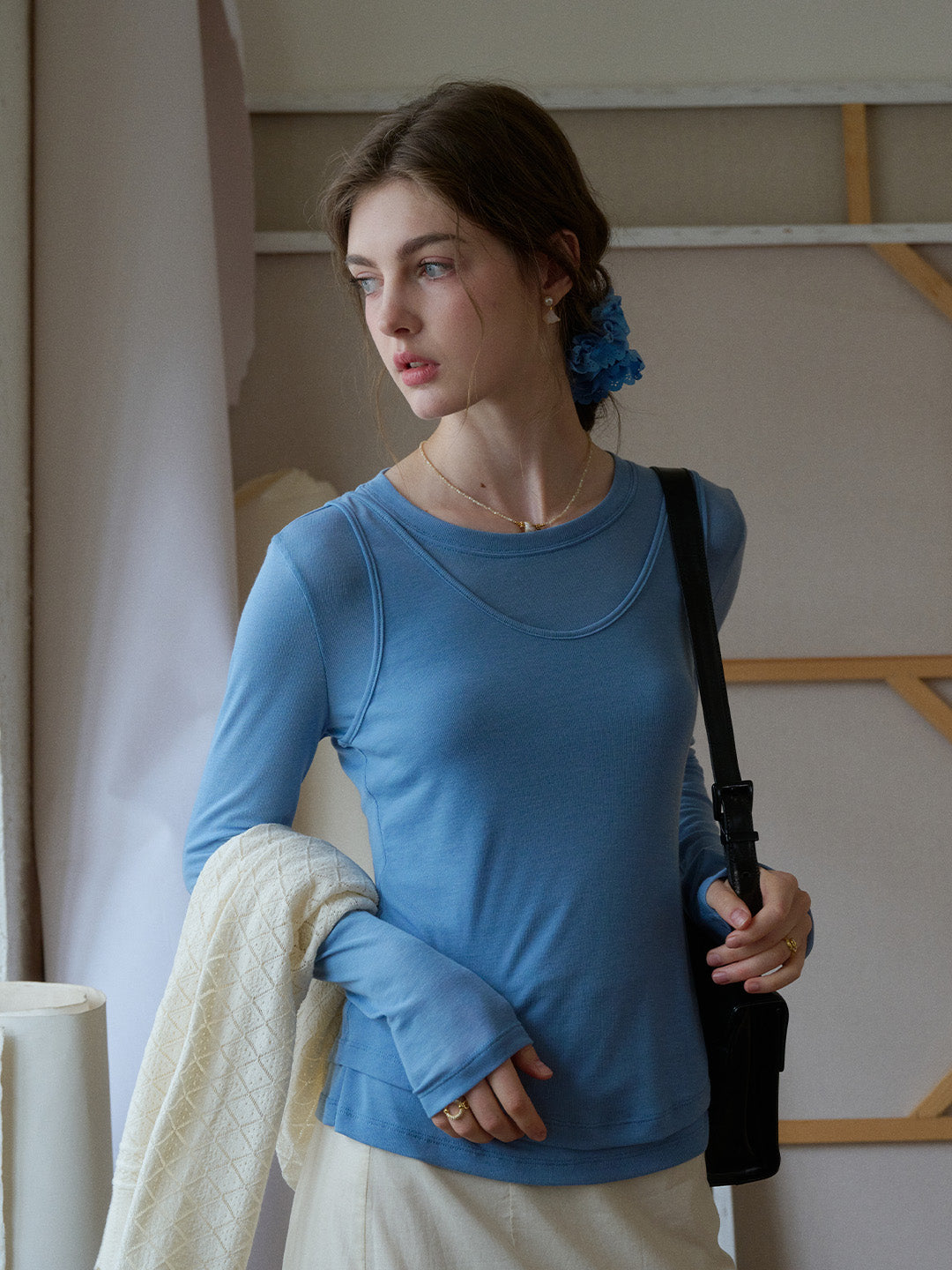Teagan Round Neck Lyocell Wool Top
