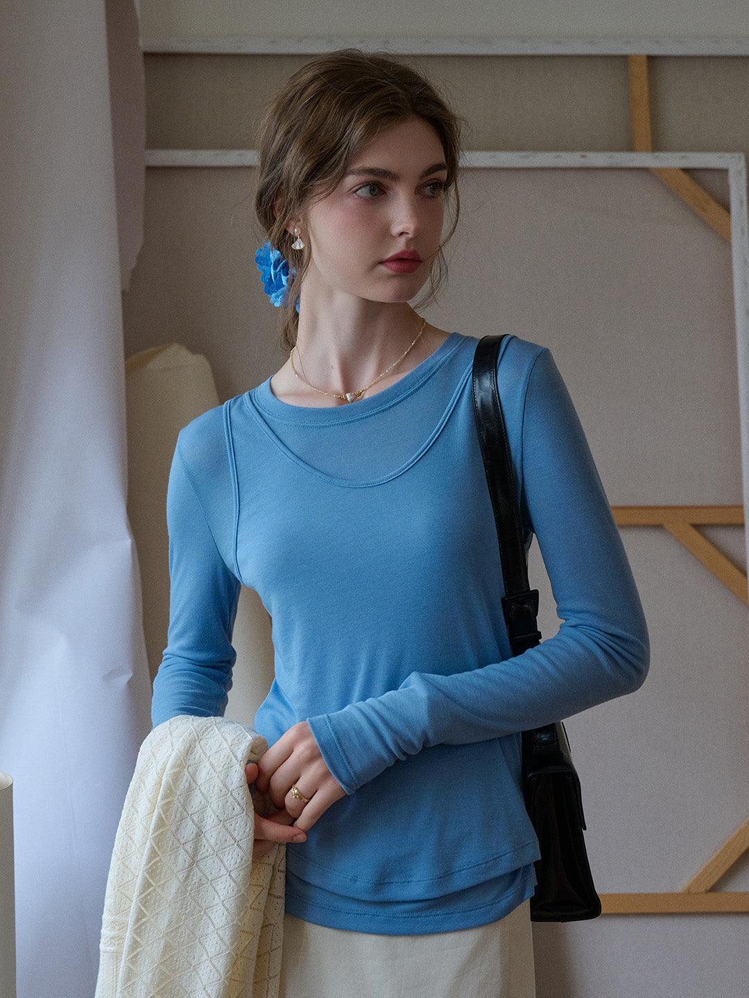 Teagan Round Neck Lyocell Wool Top