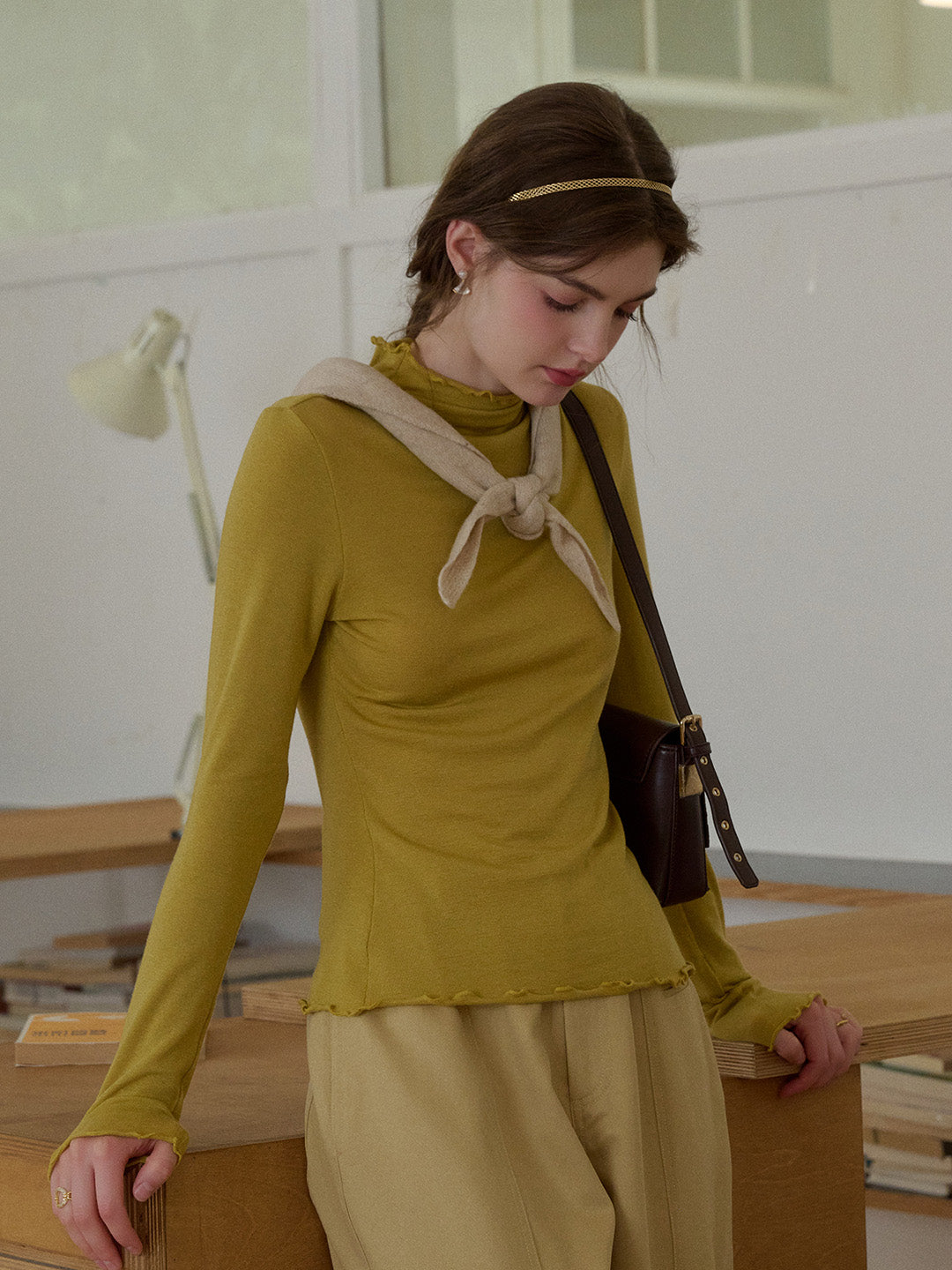 Adelina Half-High Collar Lyocell Merino Top