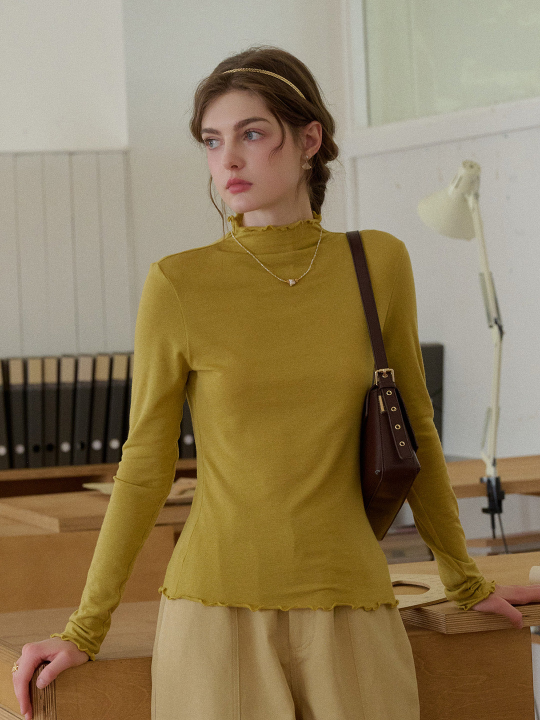 Adelina Half-High Collar Lyocell Merino Top
