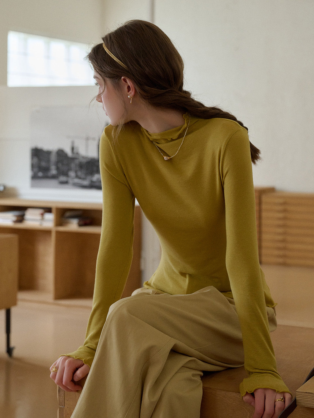 Adelina Half-High Collar Lyocell Merino Top