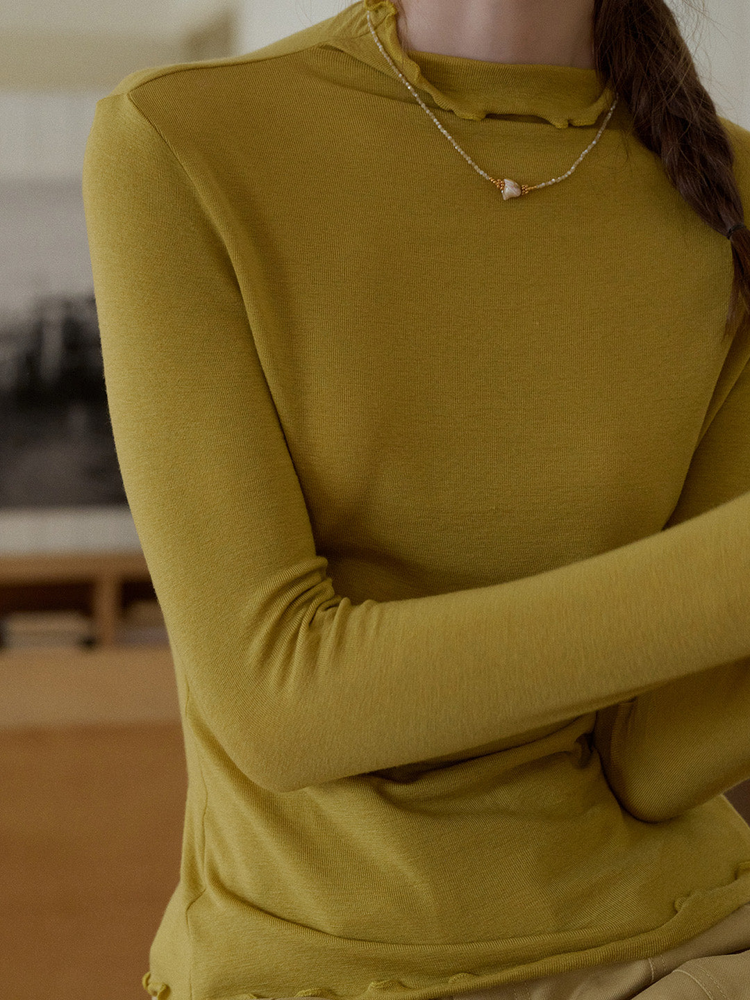 Adelina Half-High Collar Lyocell Merino Top