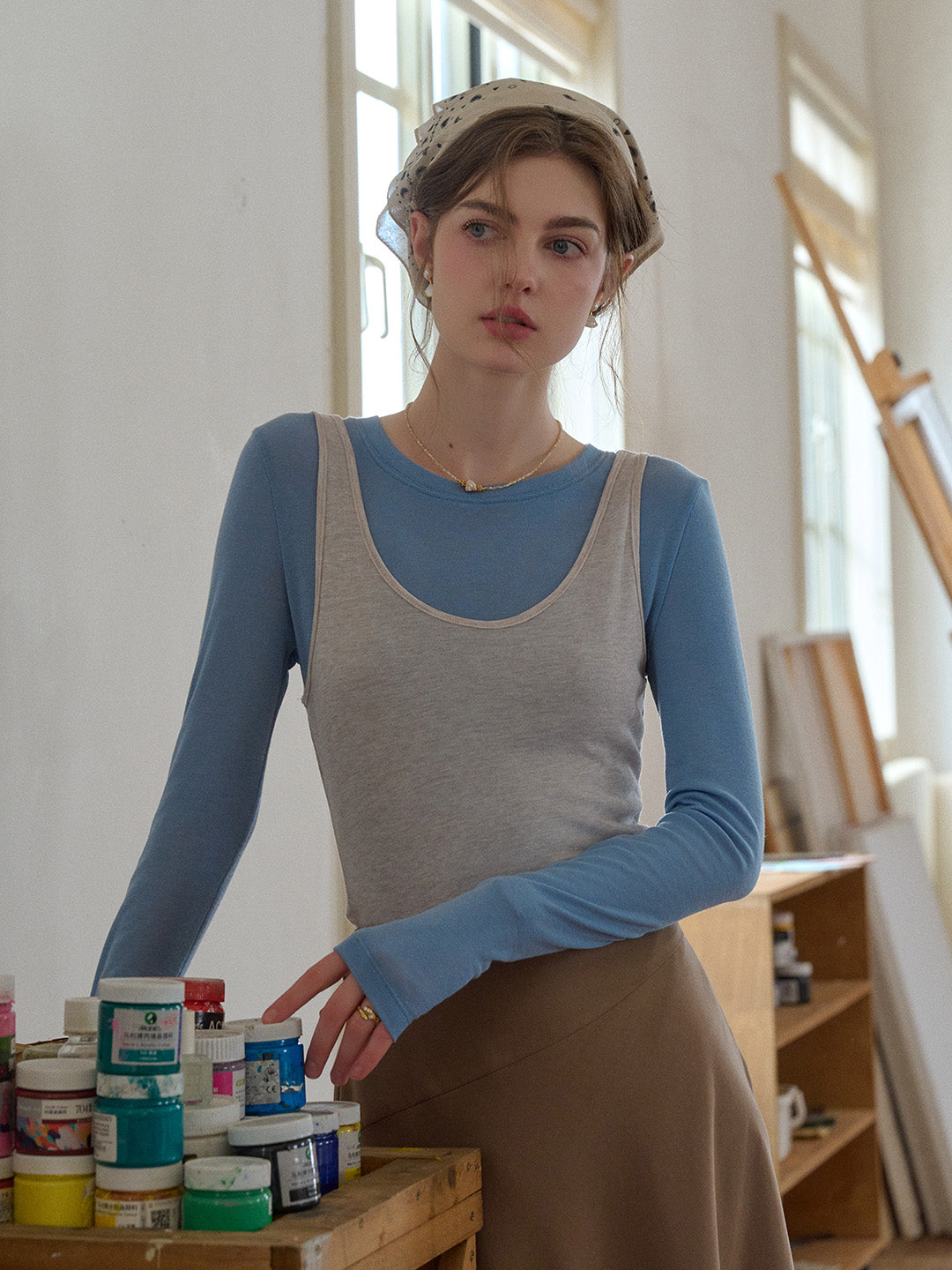 Teagan Round Neck Lyocell Wool Top