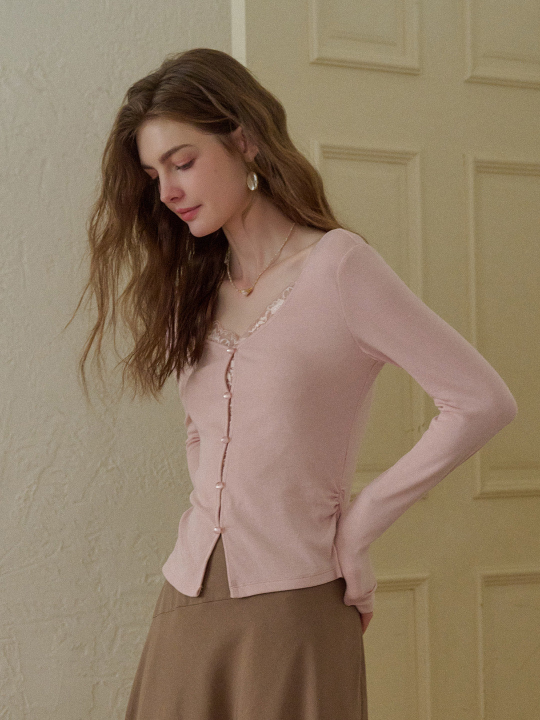 Aubree Round Neck Cotton Knitted Top