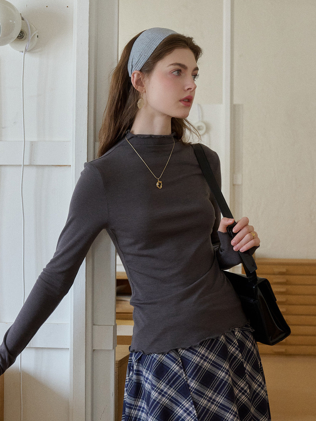 Adelina Half-High Collar Lyocell Merino Top