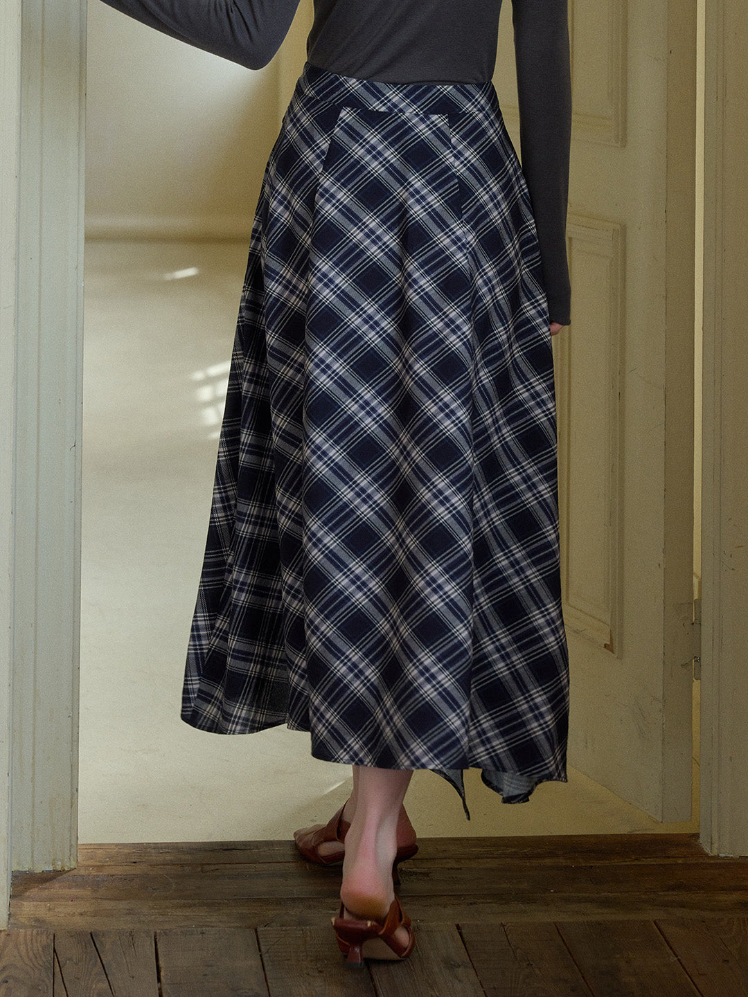 Alayah A-Line Plaid Viscose Skirt