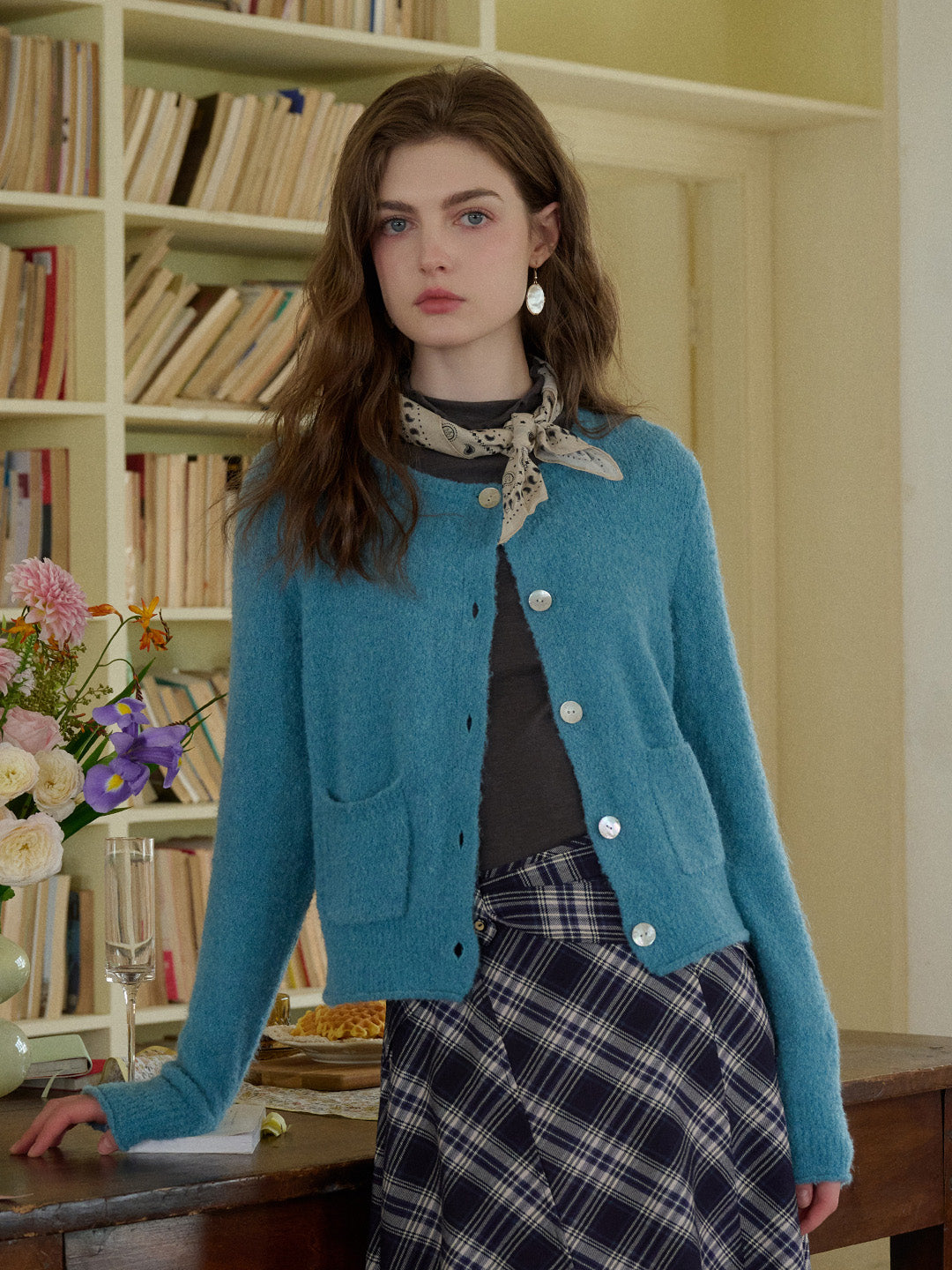 Hattie Round Neck Pocket Wool Cardigan