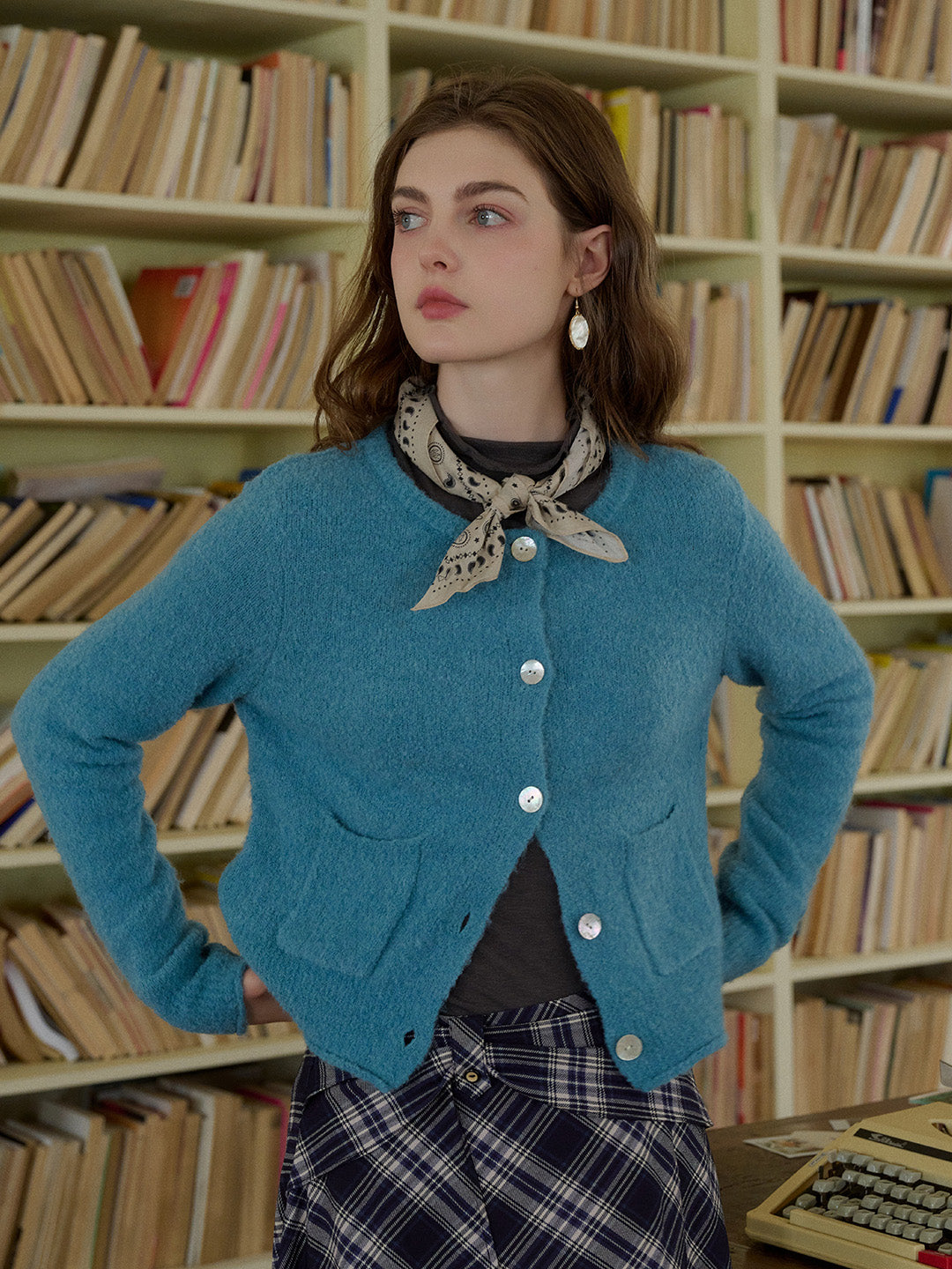 Hattie Round Neck Pocket Wool Cardigan