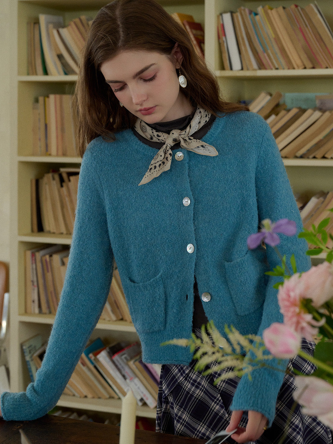 Hattie Round Neck Pocket Wool Cardigan