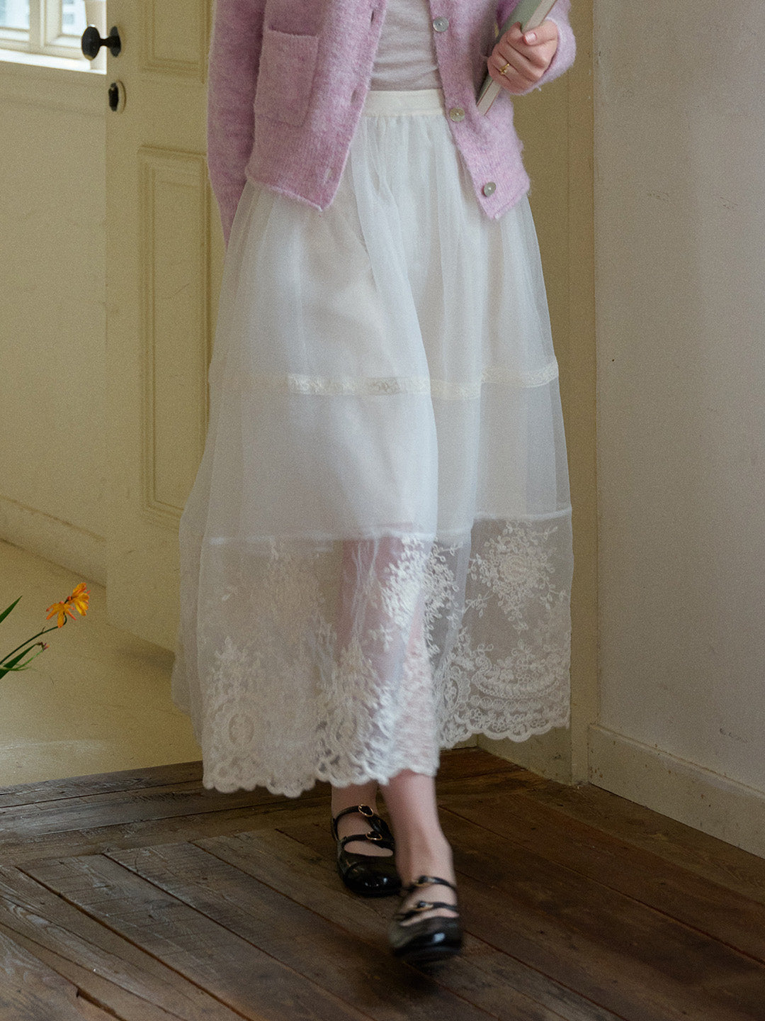 Demi Embroidery Texture Cotton Skirt