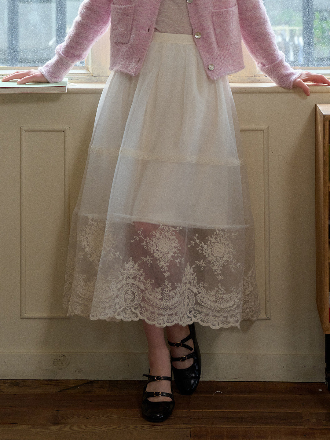 Demi Embroidery Texture Cotton Skirt