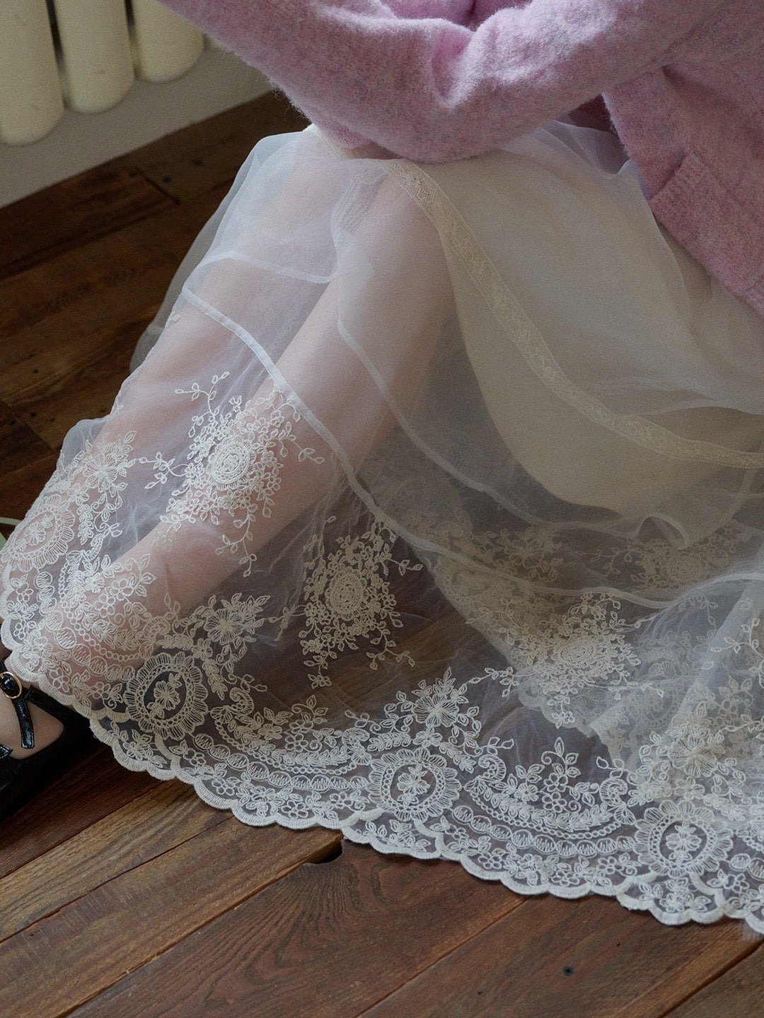 Demi Embroidery Texture Cotton Skirt