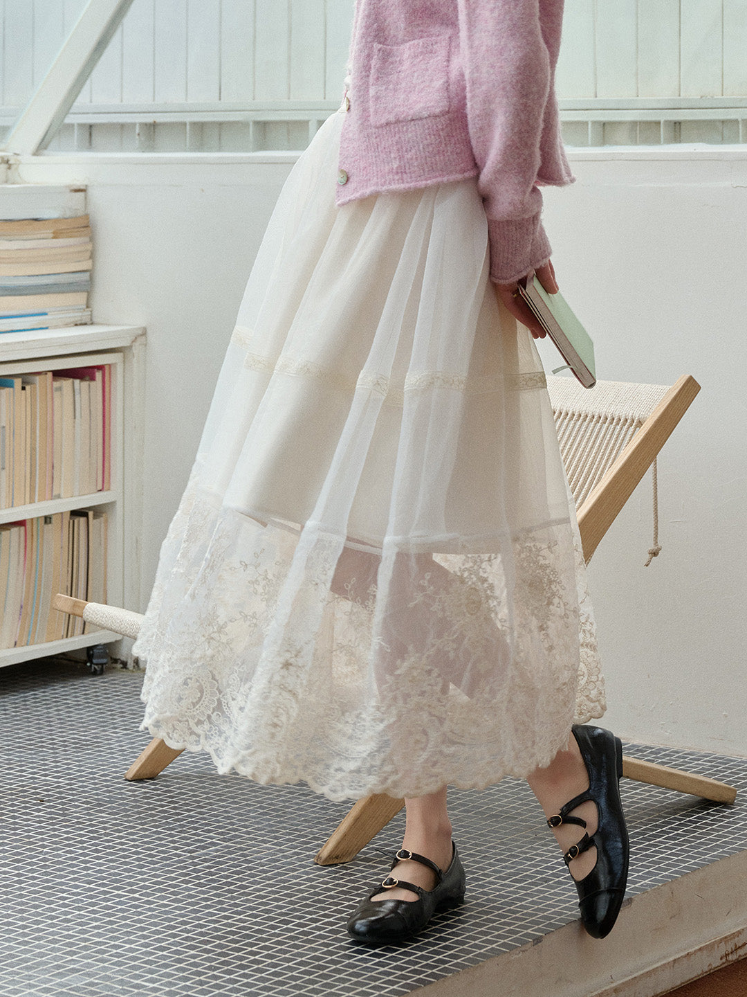 Demi Embroidery Texture Cotton Skirt