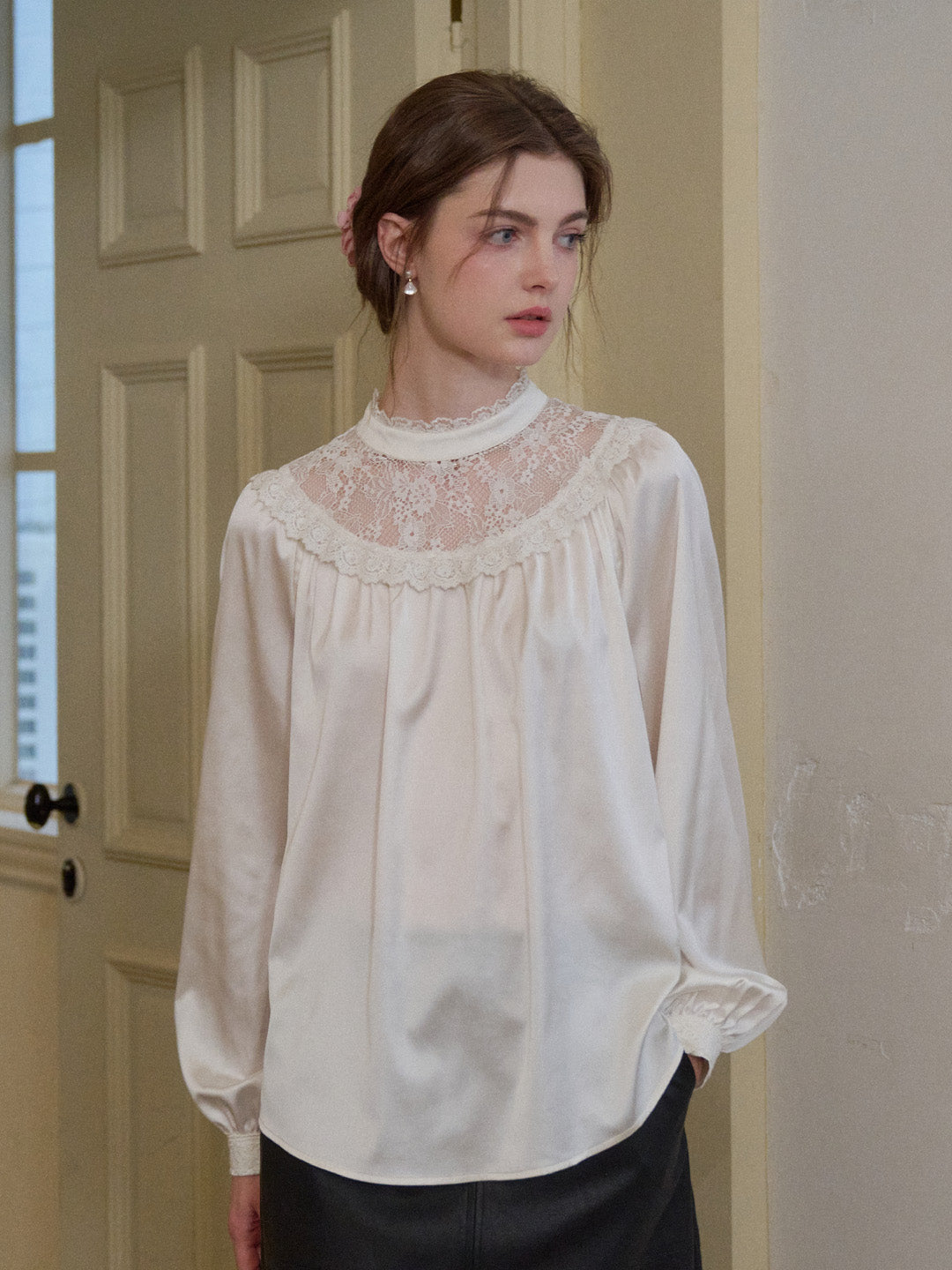 Kelly Stand Collar Lace Blouse