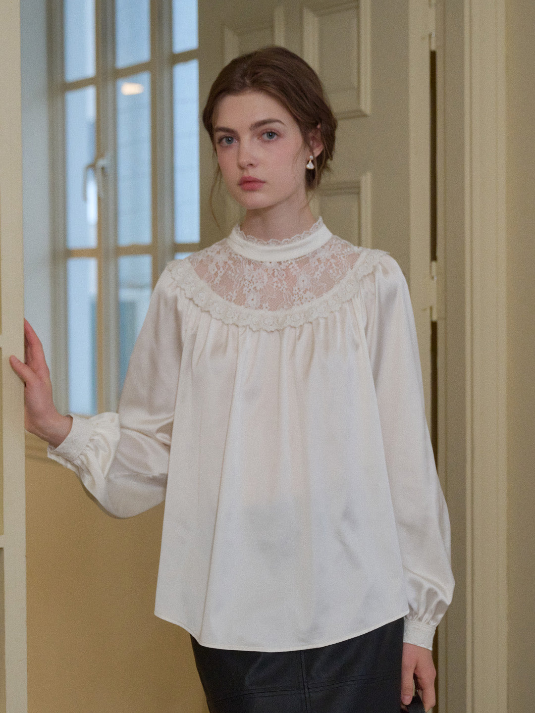 Kelly Stand Collar Lace Blouse