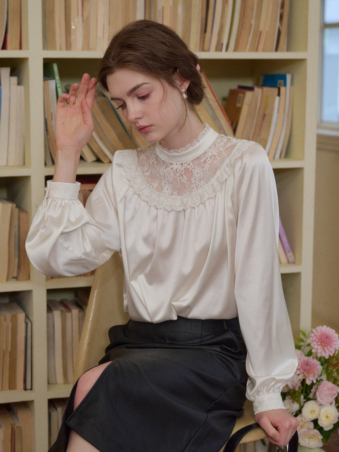 Kelly Stand Collar Lace Blouse