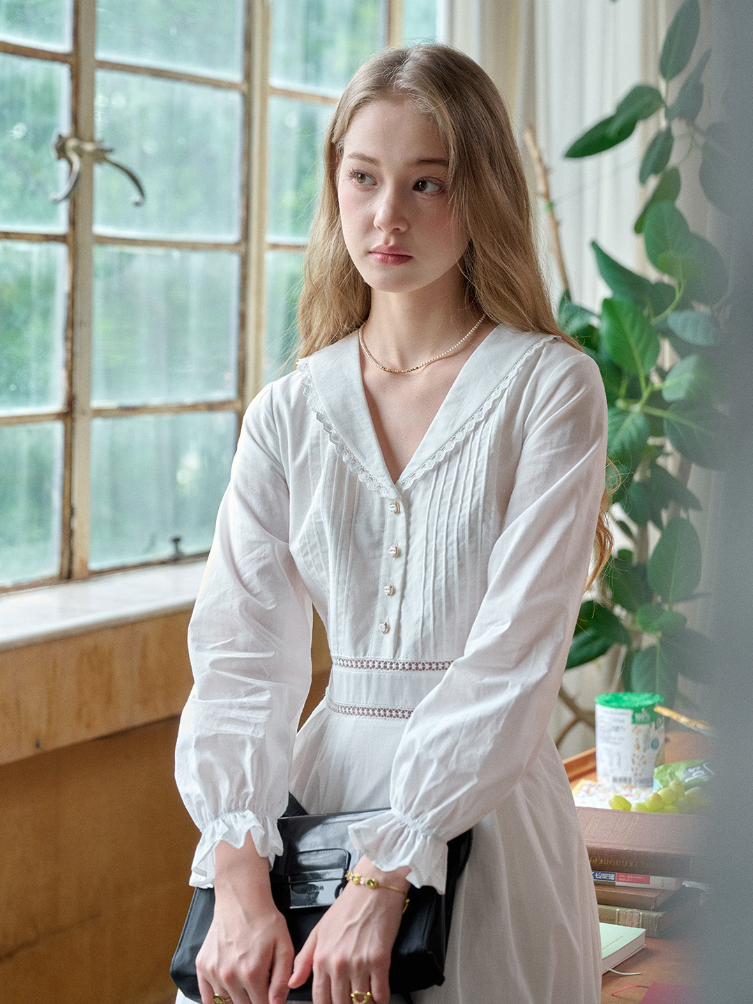 Jenna V-Neck 100% Cotton White Dress