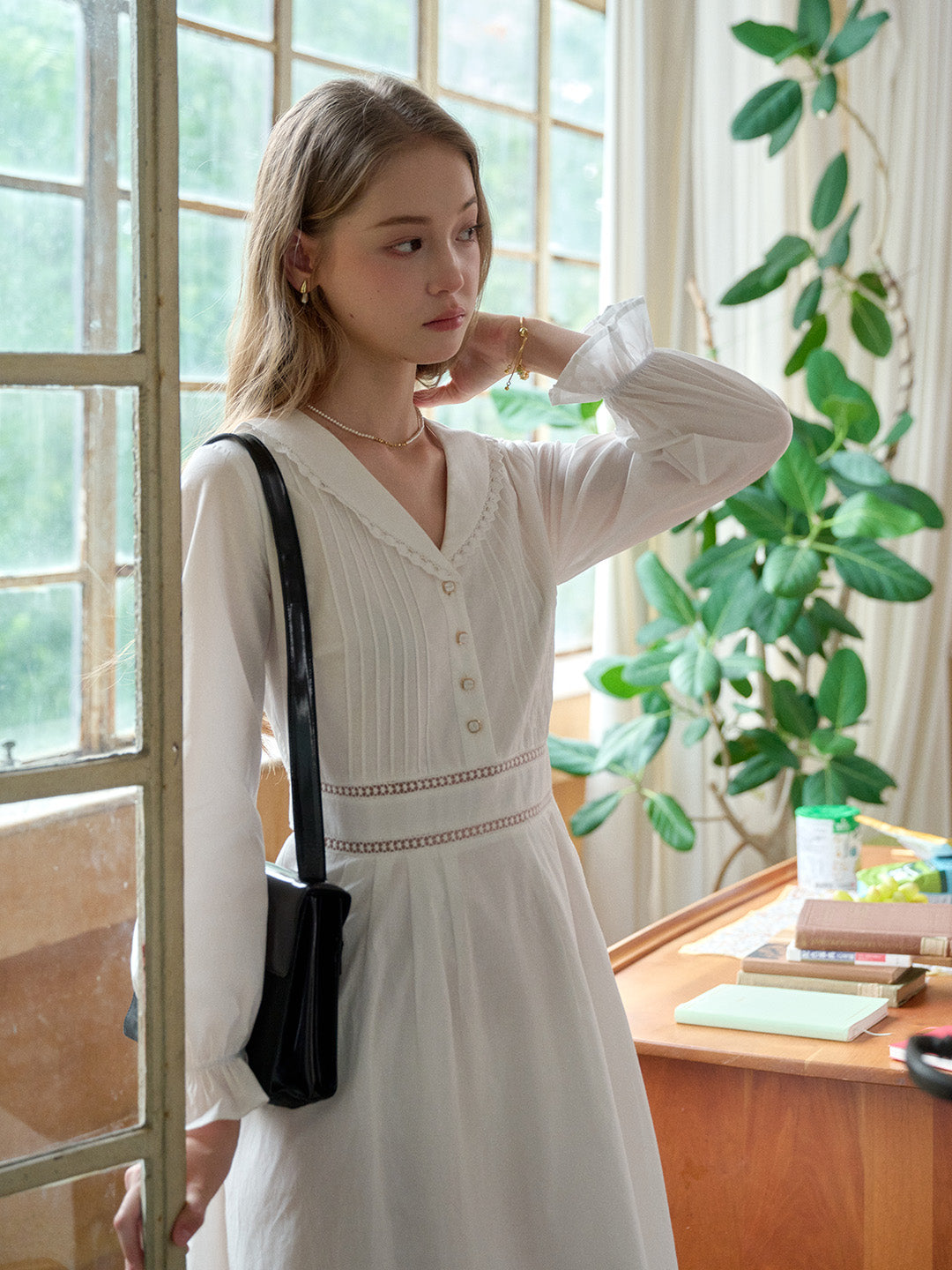 Jenna V-Neck 100% Cotton White Dress