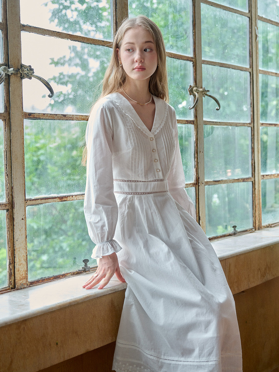 Jenna V-Neck 100% Cotton White Dress