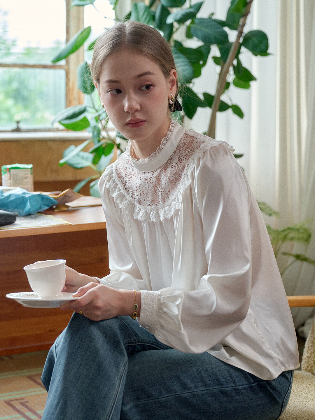 Kelly Stand Collar Lace Blouse