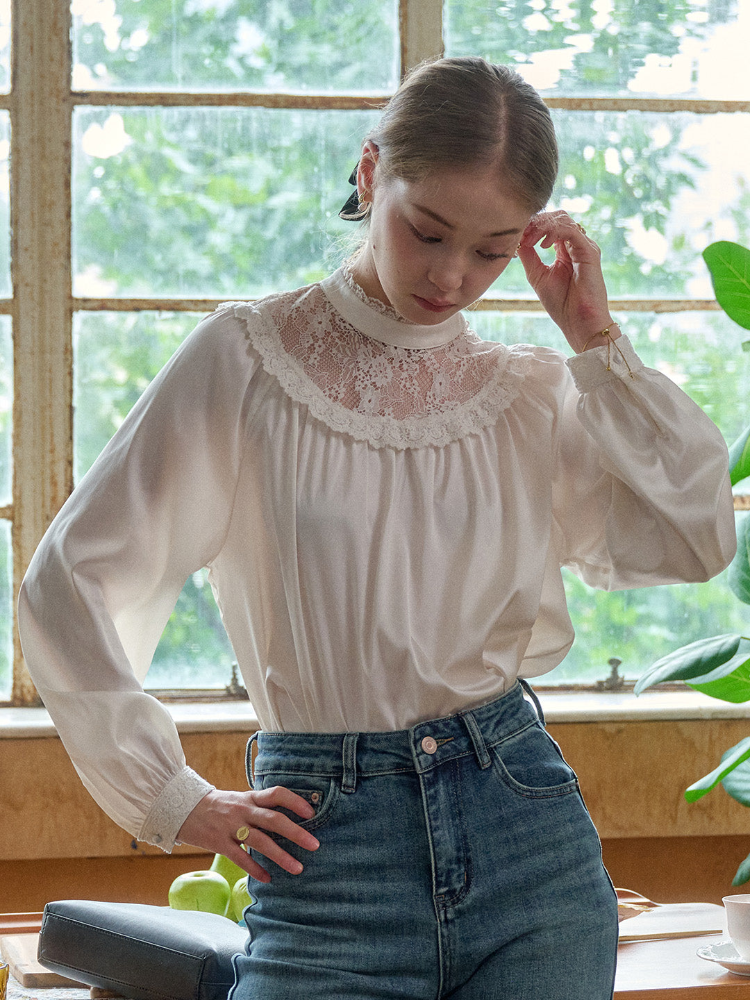 Kelly Stand Collar Lace Blouse