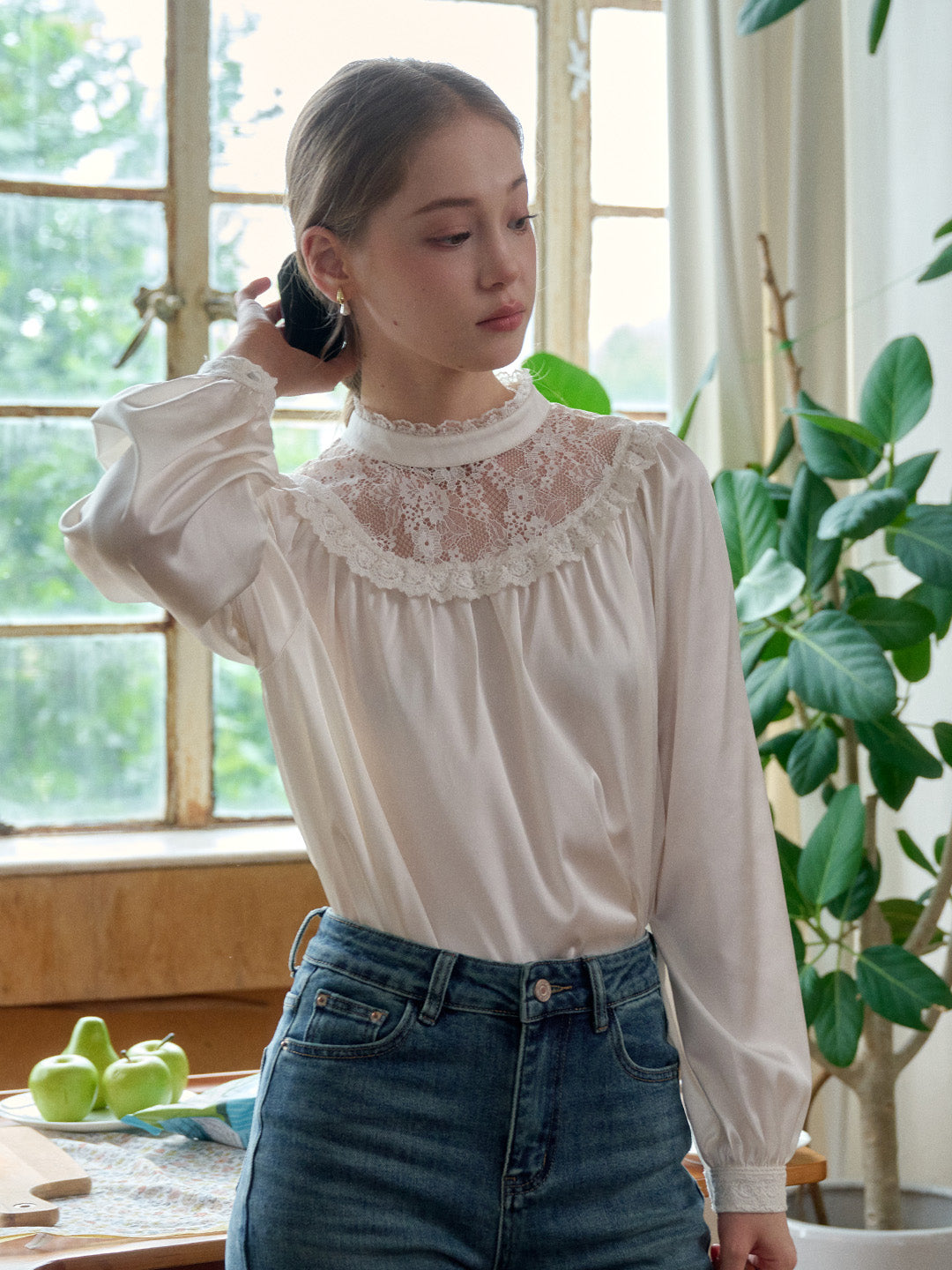 Kelly Stand Collar Lace Blouse