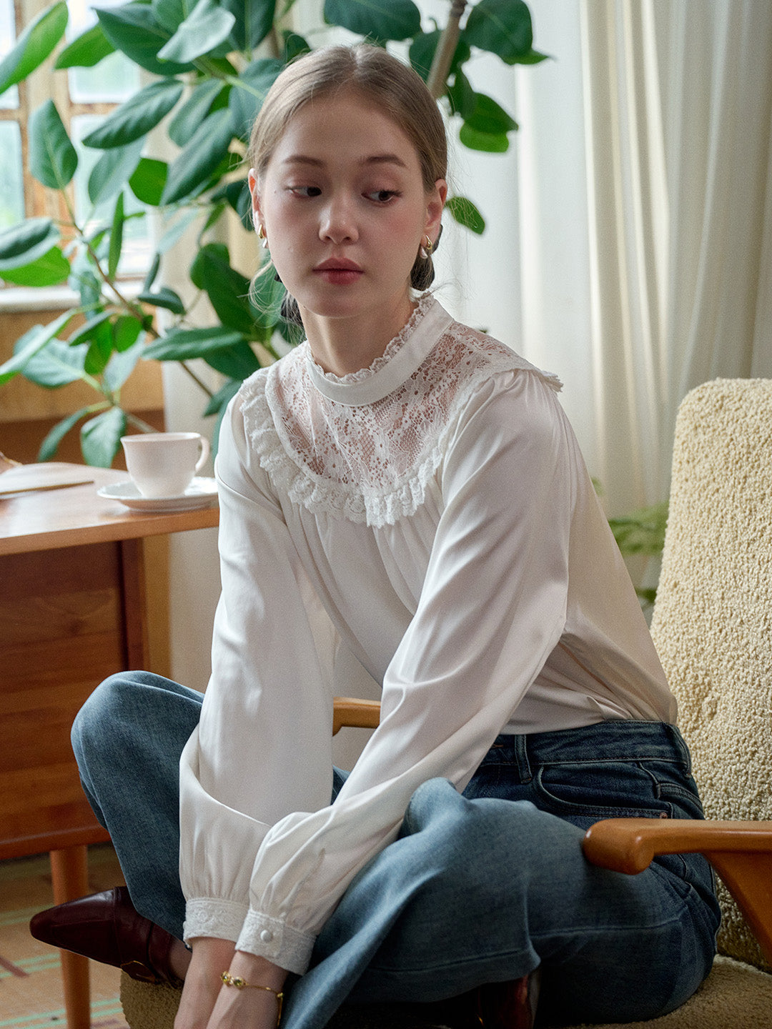 Kelly Stand Collar Lace Blouse