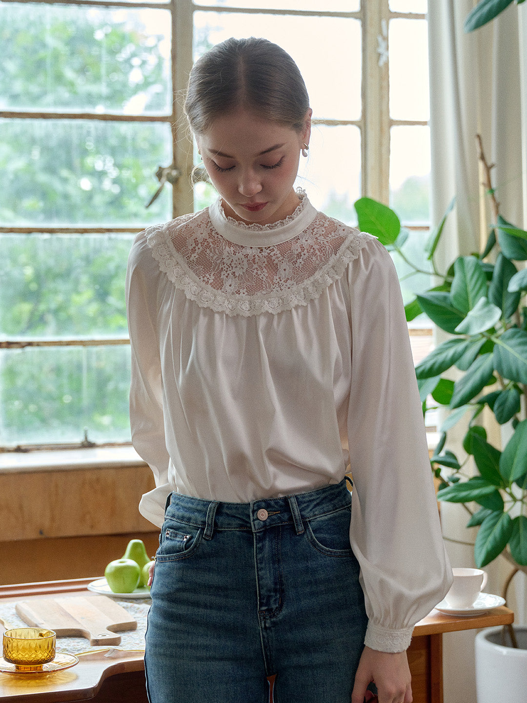 Kelly Stand Collar Lace Blouse