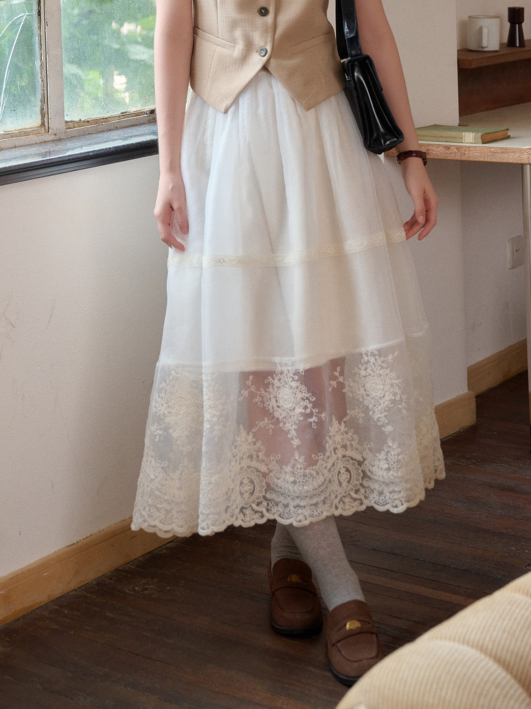 Demi Embroidery Texture Cotton Skirt