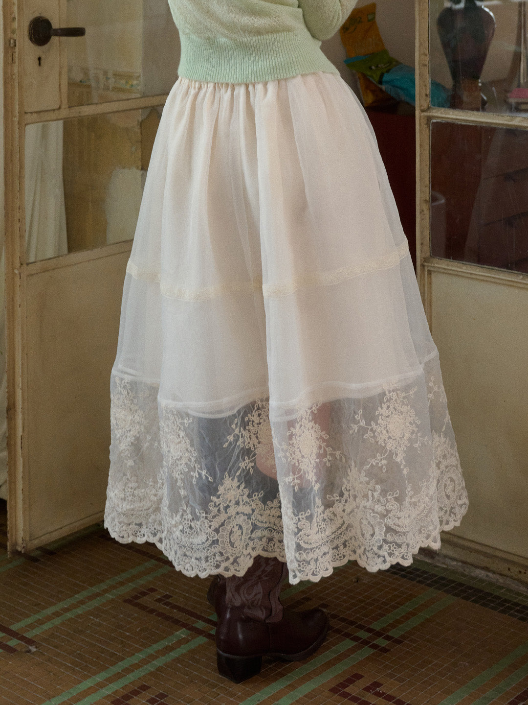 Demi Embroidery Texture Cotton Skirt