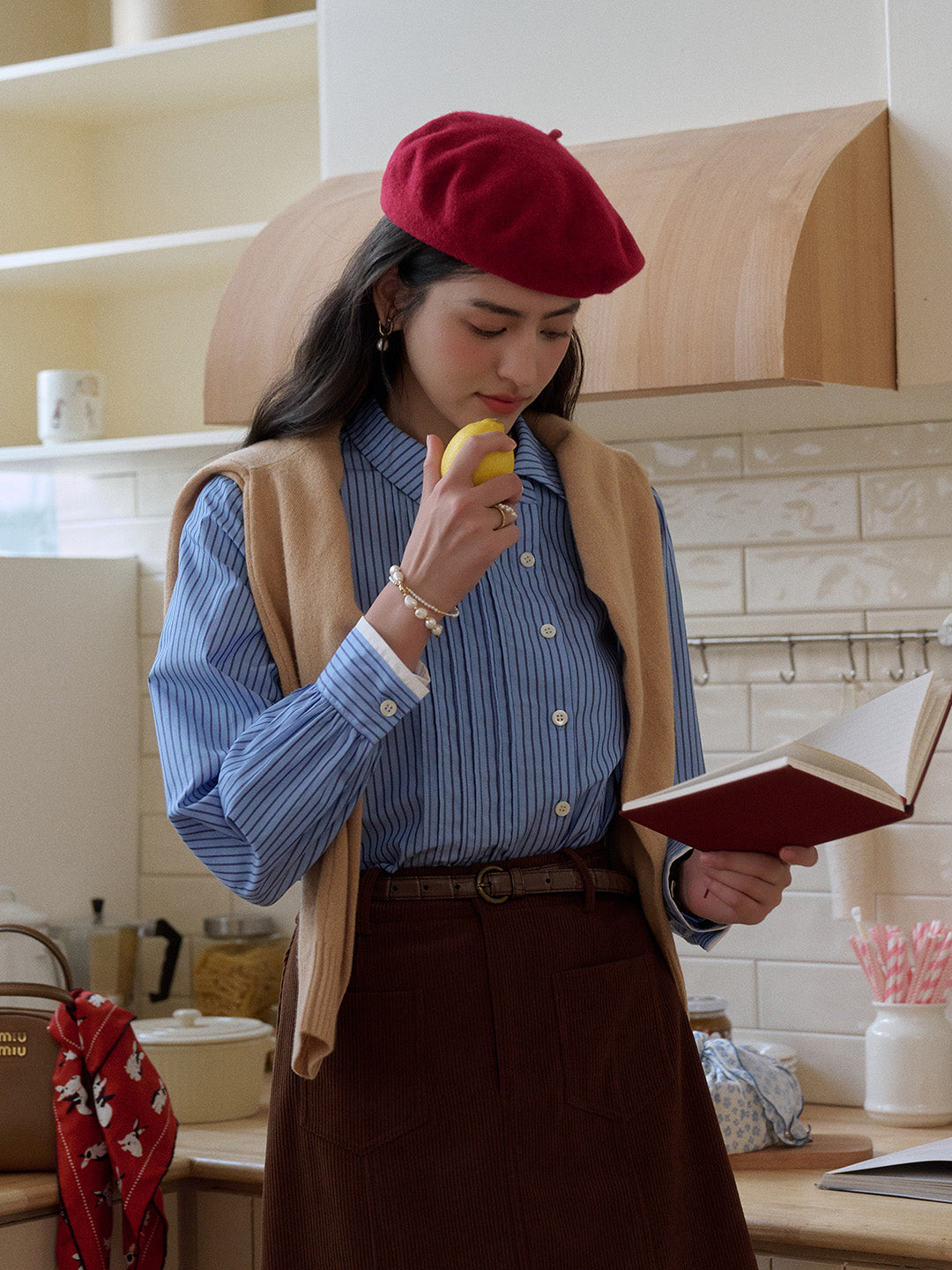 Sylvie Slanted Placket Stripe Shirt