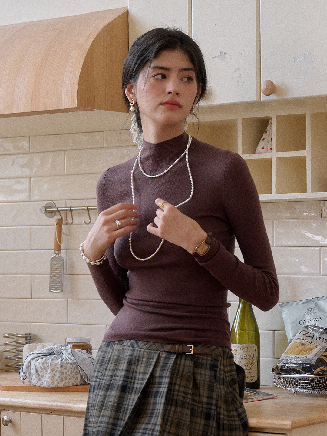 Annalise Mock Neck 100% Merino Wool Sweater