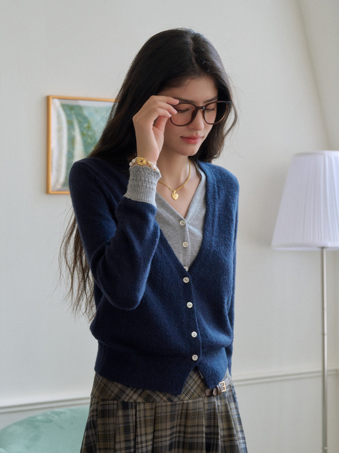 Madeleine V-Neck Faux Layered Wool Top